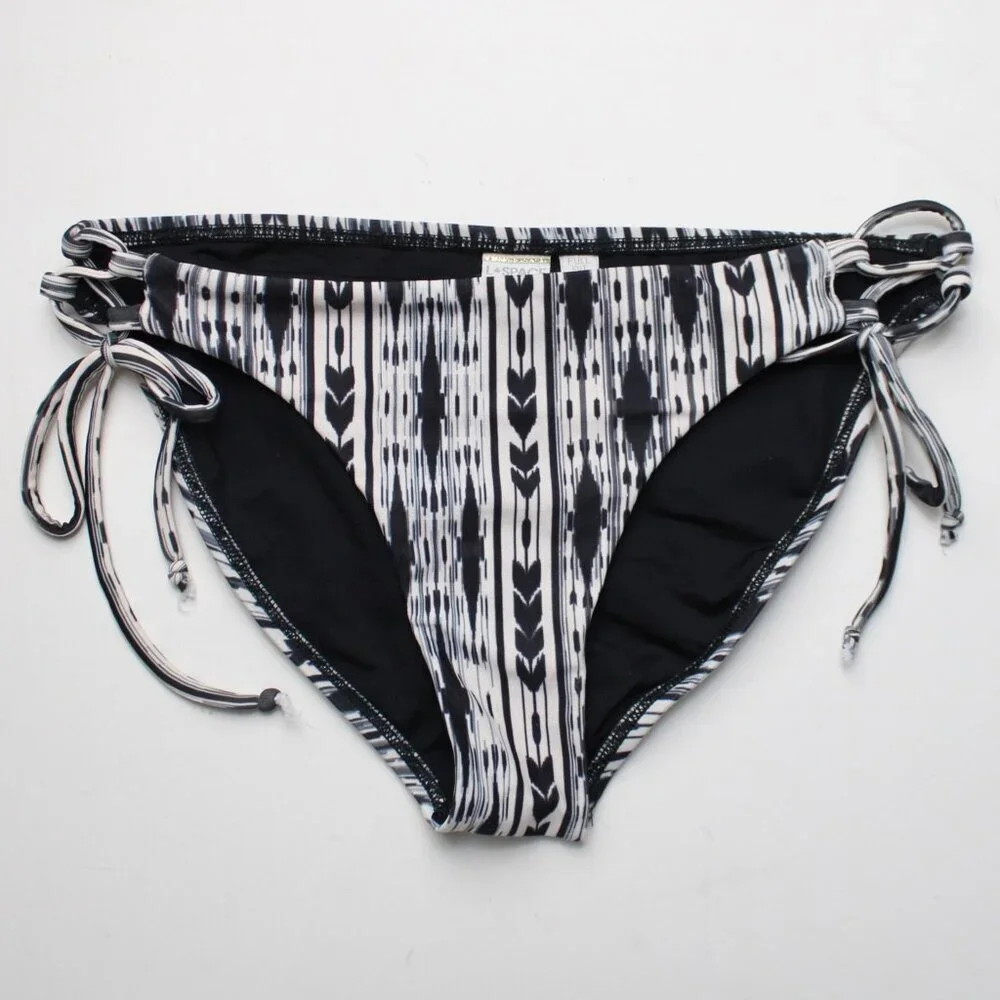 L*Space Black White Tribal Print Outlaw Full Cut Bikini 2 PC Set Size Small - Picture 5 of 10